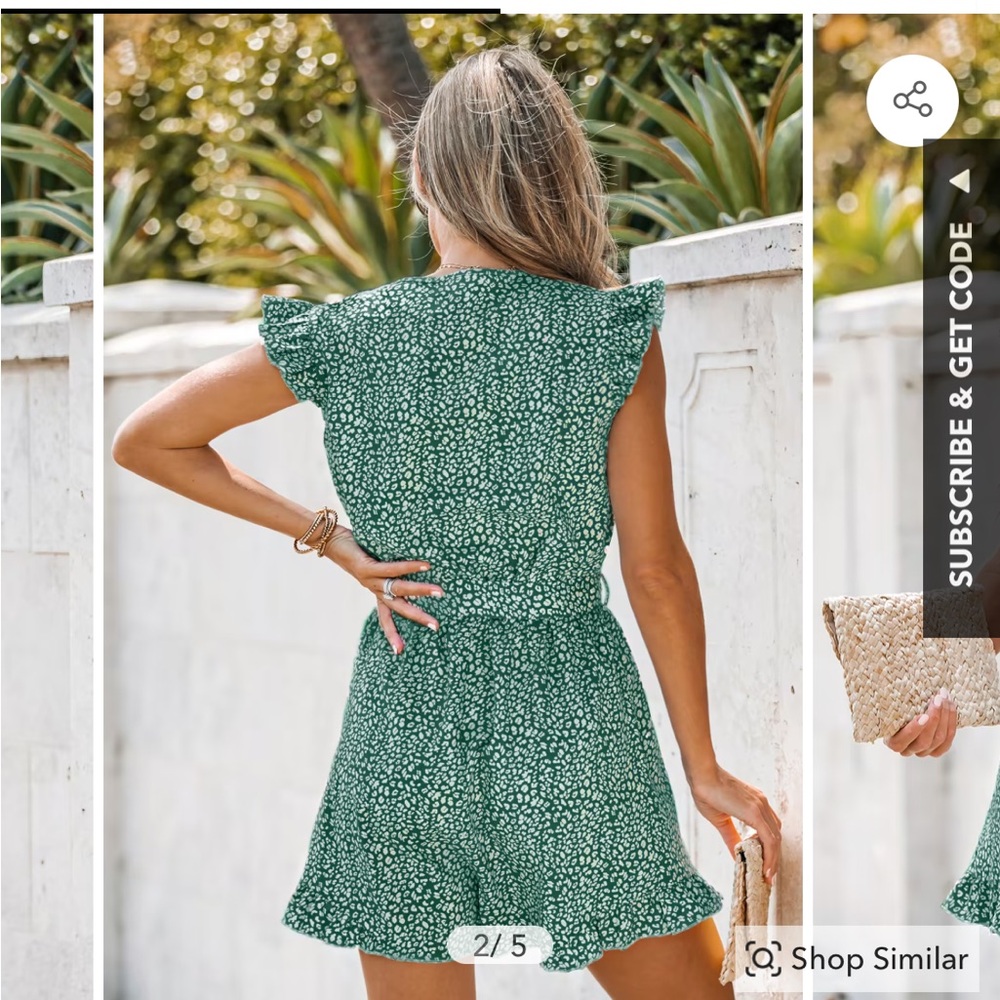 NWT Cupshe Flutter V-Neck Straight Leg Romper - Picture 2 of 3